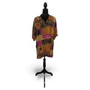Women's Multicolor Patchwork Button Down Shirt